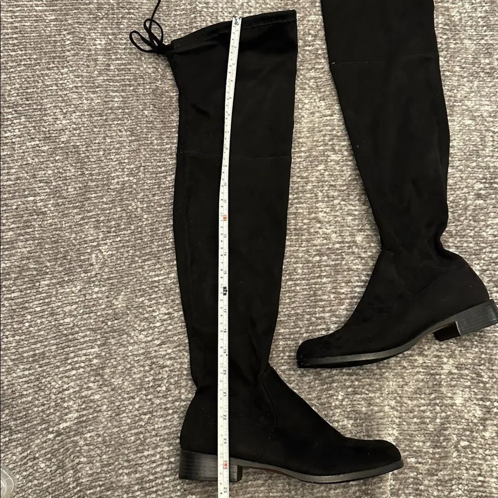 NWOT Catherine Malandrino Black suede over the knee boots with tie detail 7.5